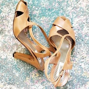 Love Moschino Tan Leather Sandal Heel Size 38.5/8.5